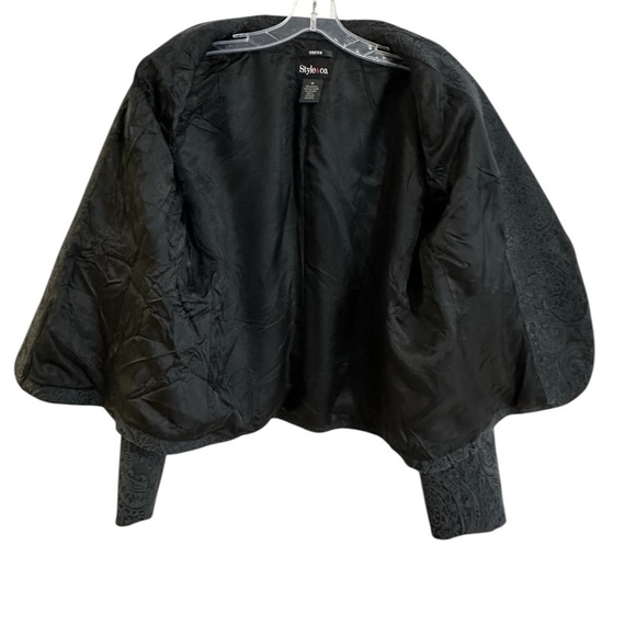 Style & Co Paisley Pattern Cropped Blazer Jacket Black Size 14 - Picture 6 of 16
